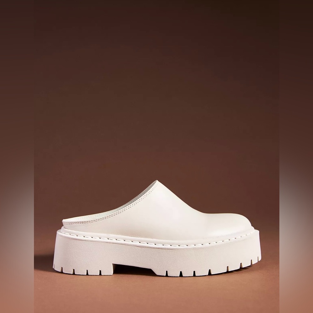 Anthropologie Cream Platform Mule Clogs